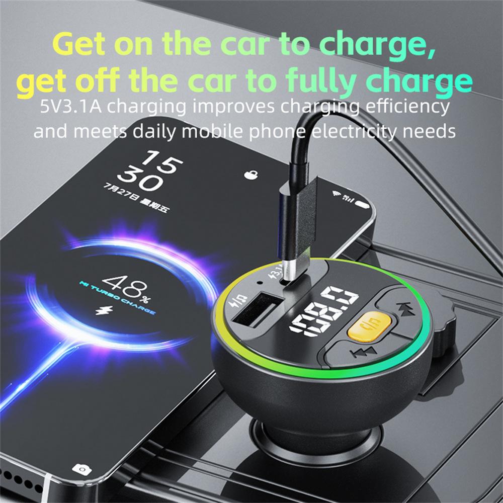 C9 Multifunctional Bluetooth-compatible Car MP3 Player USB Type-C Charger Digital Display FM Transmitter