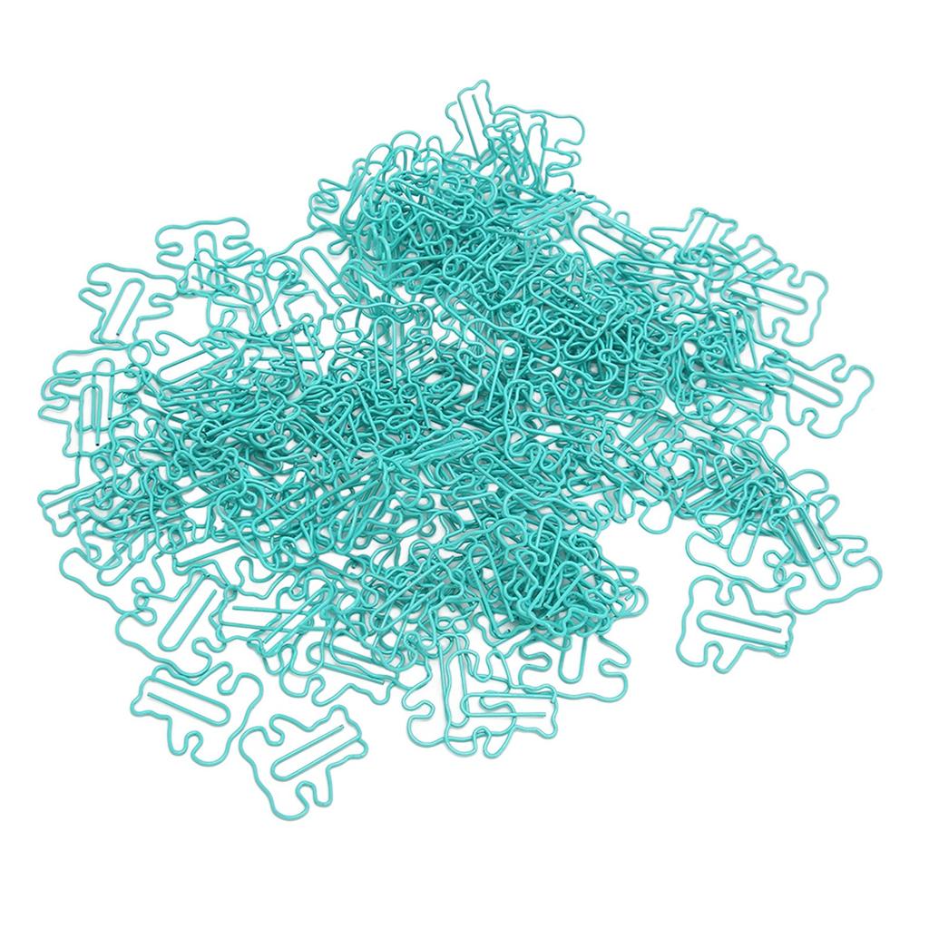 160pcs Little Bear Paper Clip Blue Cute Animal Shaped File Note Page Marker Clips Bookmark for File Classification