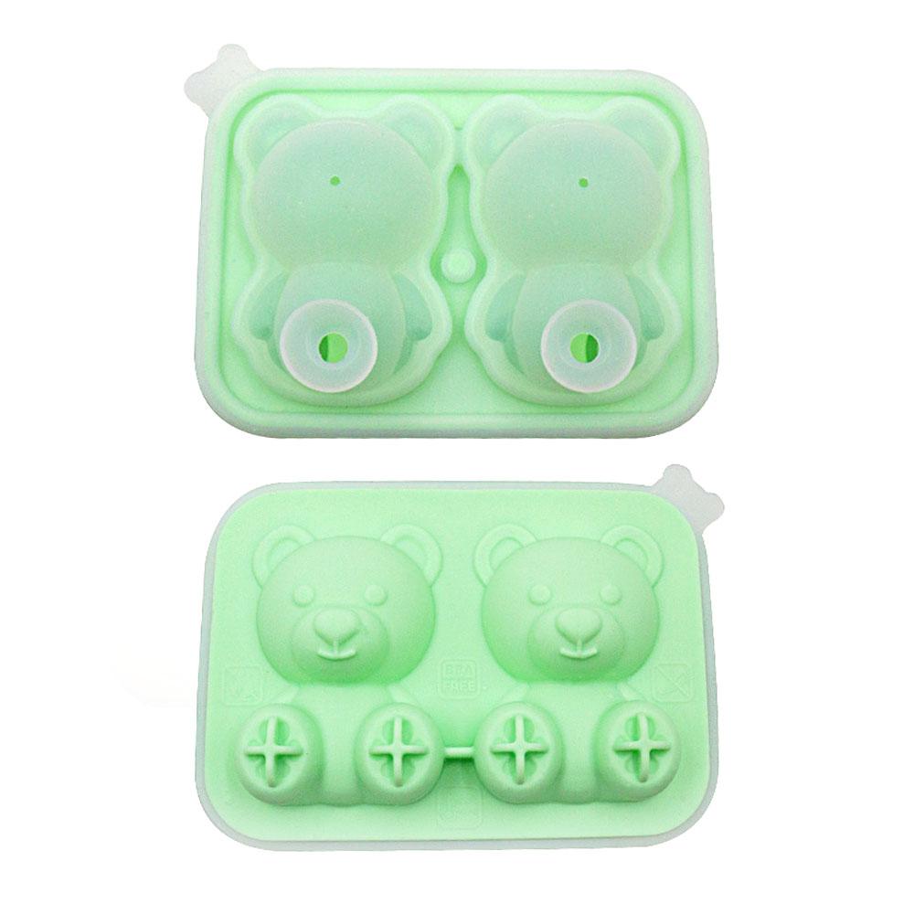 Silicone World DIY 4/2 Cute Bears Shape Ice Cube Silicone Mold Ice Grid Home Kitchen Ice Cream Molds Ice Ball Ice Making Box