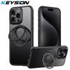 KEYSION N52 Magnetic 360° Ring Case for MagSafe for iPhone 13 14 15 Pro Max Matte Transparent Shockproof Phone Cover