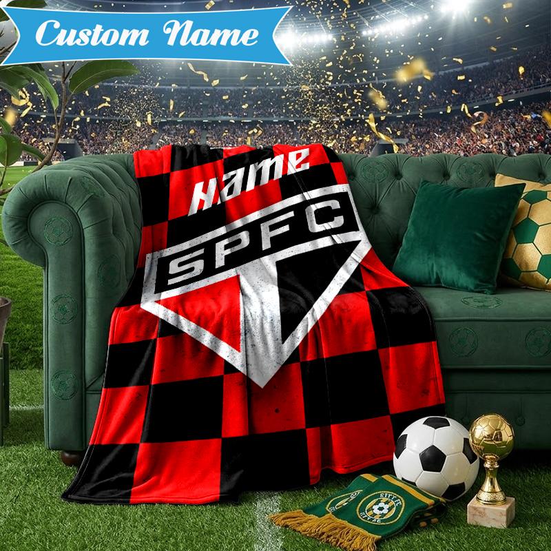 Custom Name Sao Paulo Team Spirit Blanket Lightweight Ideal Bedding Blanket Perfect for Travel, Camping, Living Rooms, Sofas, Christmas gift
