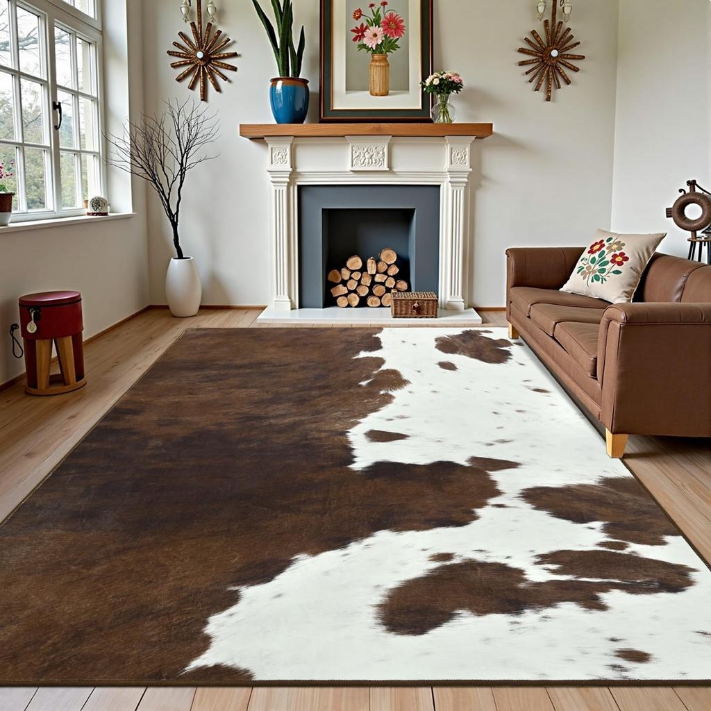 Teppich mit Tigerstreifen-Tierprint-Thema, rutschfeste Matte mit Wildleder-Design für Wohnzimmer & Schlafzimmer, kräftiger exotischer dekorativer Teppich