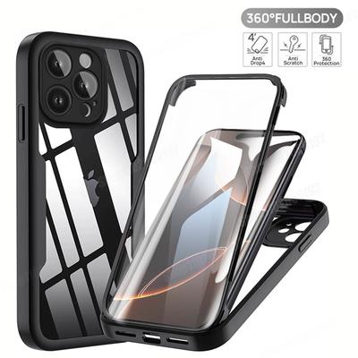 360° Celoplošný kryt pro iPhone 16 Pro Max 15 Plus 16E Funda pro iPhone 15 14 11 Pro Max 13 12 Mini Ochrana displeje Kryt na telefon
