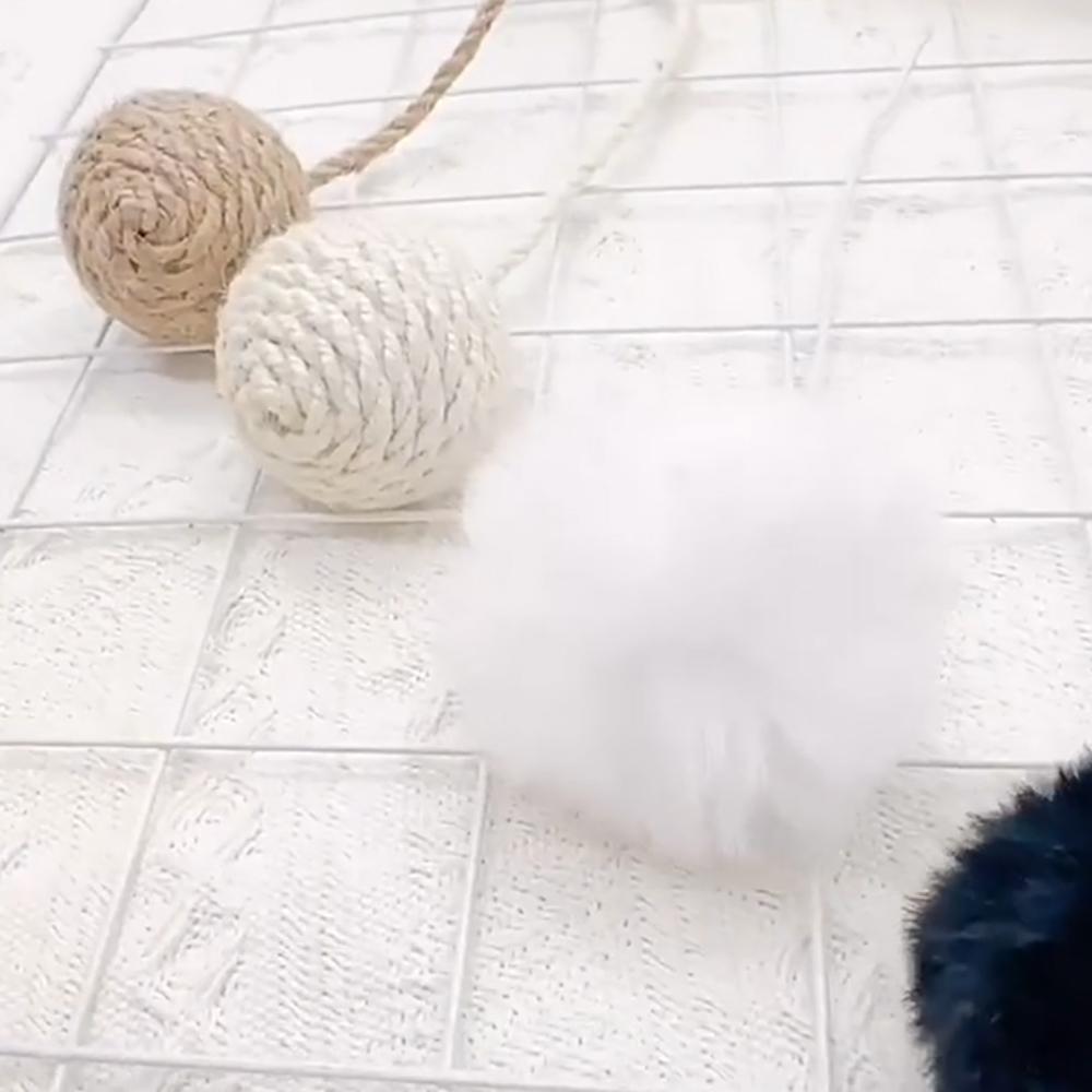 Hanging Furry Balls Cat House Toys Accessories Sisal Hang Ball Pet Toy Supplies
