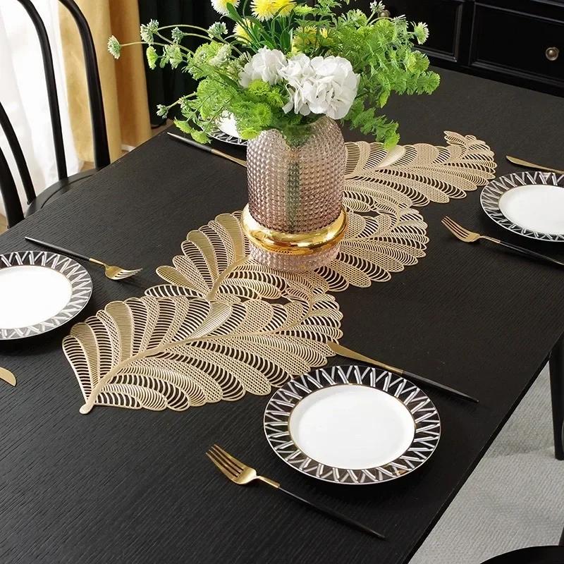 Flower Shaped Placemat PVC Hollow Out Placemat Heat Resistant Non Slip Table Mat Dining Table Decor Table Decoration&Accessories