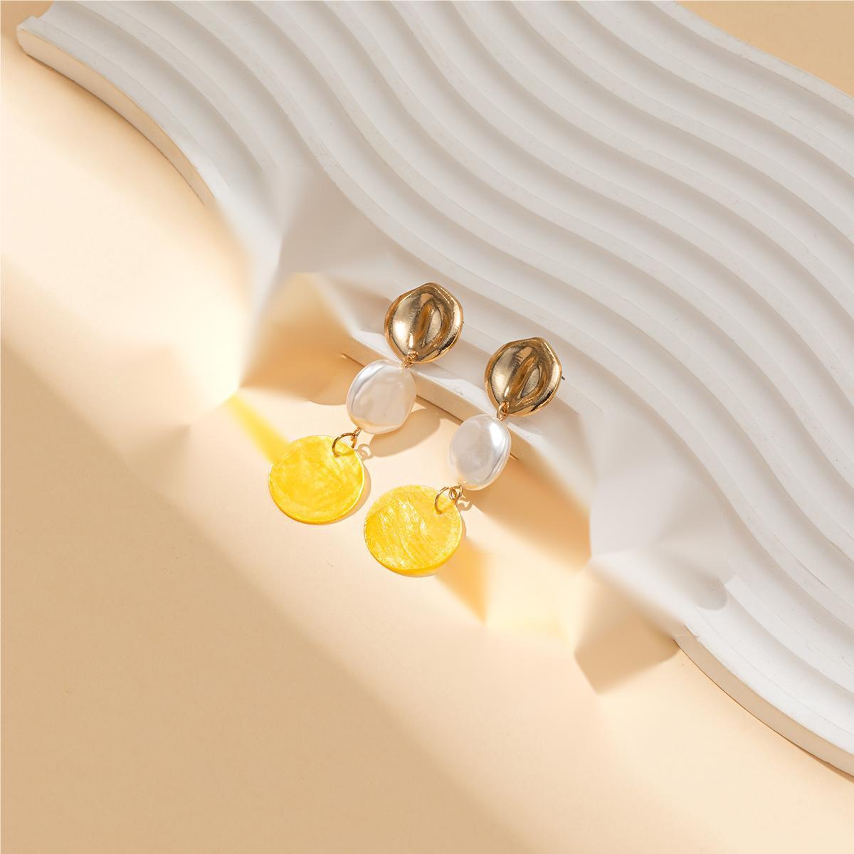 Модные богемные праздничные великолепные женские серьги жёлтый