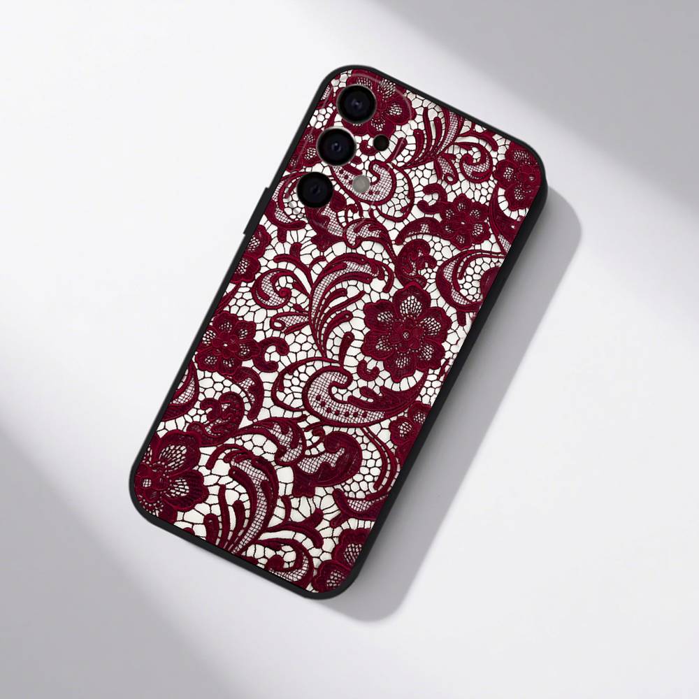 Vintage Lace Phone Case For Samsung S25,S24,S21,S22,S23,S30,Ultra,S20,Plus,Fe,Lite,5G Black Cover