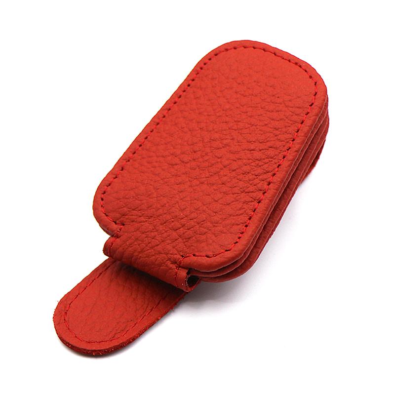 Car Sunglasses Holder Sun Visor Sunglasses Clip Cowhide Glasses Case Mount Auto Styling Ticket Card Clip Interior Accessories