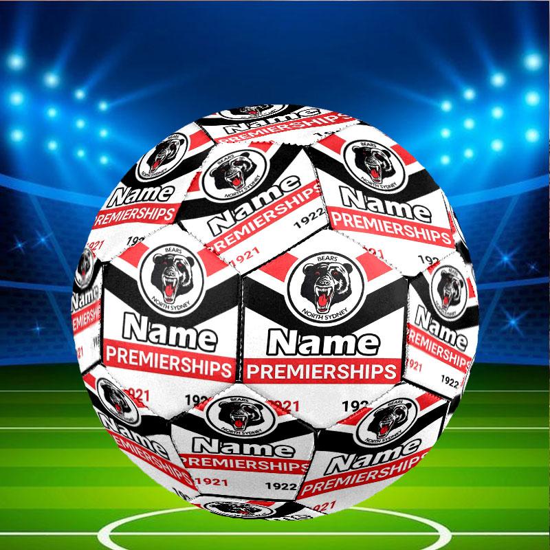 Custom Name Personalized North Sydney Bears Print Size 5 Soccer Ball Training & Match Football, for Team, Kicking, Gift for Football Enthusiasts