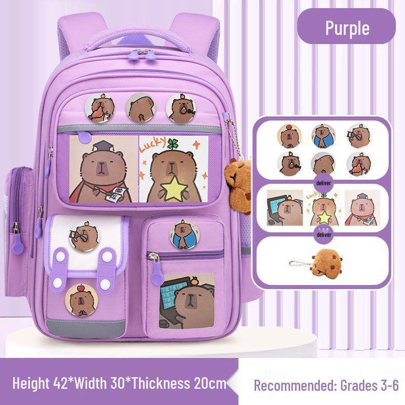 Kids' Lightweight Backpack with Spine Protection for Grades 1-6, Large Capacity, Ideal for Boys and Girls