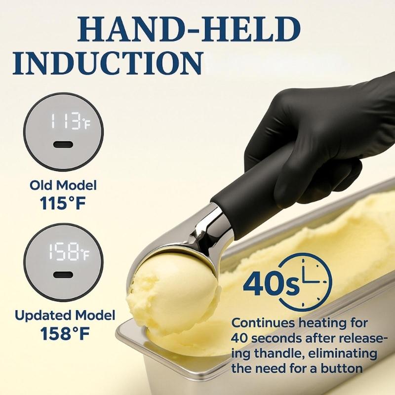 Warm Ice Cream Spoon Effortless Scooping Electric Warming Spoon Perfect for Seniors Kids Nonslip Grip Dishwasher Safe