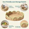 Green Paper Rope Storage Basket With Lace Design For Desk Organization