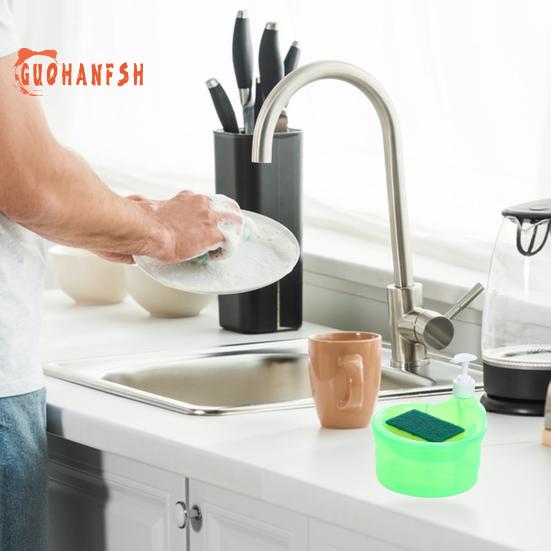 1000ML Convenient Soap Dispenser with Sponge Holder, No Waste, Prevents Dripping, Large Capacity, Home Supplies