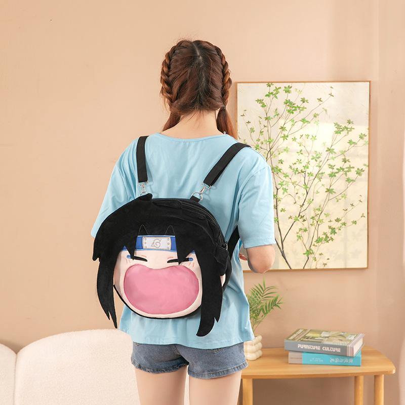 Naruto Shinjuku Uchiha Sasuke Big Mouth Peripheral Doll Storage Double Shoulder Crossbody Satchel Gift