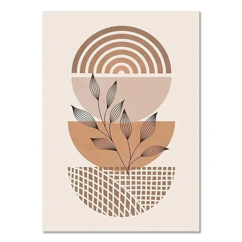 Bohemian Light Block Canvas Poster Vintage Minimalist Line Leaf Wall Art Prints For Modern Living Room & Scandinavian Home Decor
