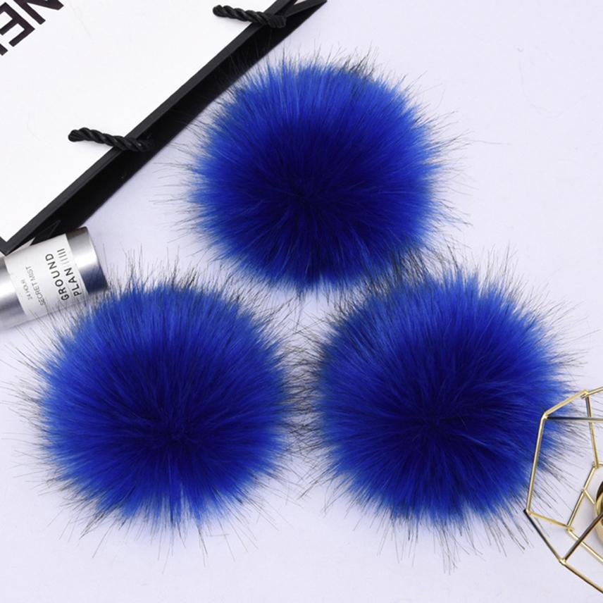1PC Faux Fur Pompom Hat Ball Hairball DIY Handmade Pom Poms for Handcraft Colorful False Pompon With Rubber Band Hat Accessories