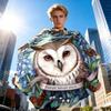 Modern Round Owl Midnight Wreath Brown Artistic Owl Midnight Design Umbrella