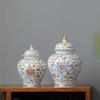 Enamelled Painted Pottery Pot Tea Caddy Ginger Jar Porcelain Canister Storage Tank Tea Organizer Desktop Storage Container