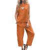 South East Asia Spring and Summer Large Size Loose Temperament Casual Foreign Style Hemp Sleeveless Solid Color Fashion Sports Suit
