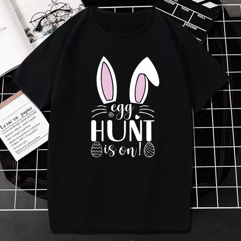Easter T Shirt Kawaii Bunny Print Short-sleev Tops Fashion Casual Women Tee Easter Basekt Eggs Tees Oversized T-Shirt Ropa Mujer
