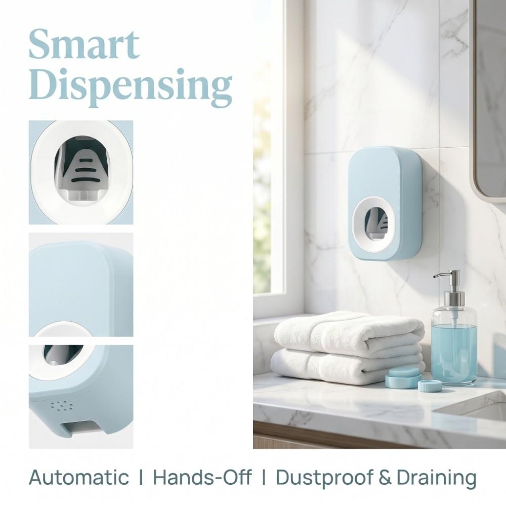 Wall Mounted Toothpaste Dispenser Punch-Free Bathroom Accessory Wall Mounted Tool Toilet