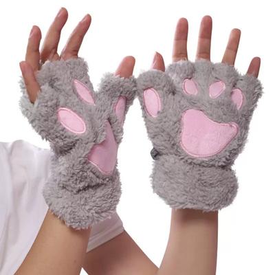 Thickened Bear Paw Mittens PP Cotton Animal Fingerless Gloves Cute Cartoon Anti-cold Mittens  Girls