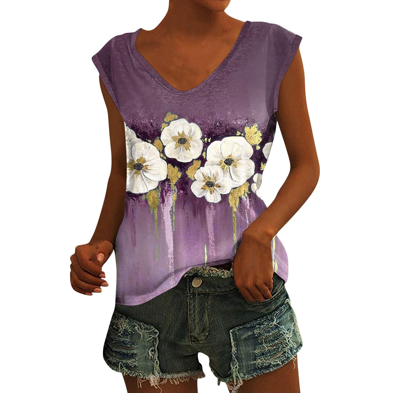 

Женский повседневный топ с v-образным вырезом и принтом, свободный пуловер, футболка с короткими рукавами XXL фиолетовый
