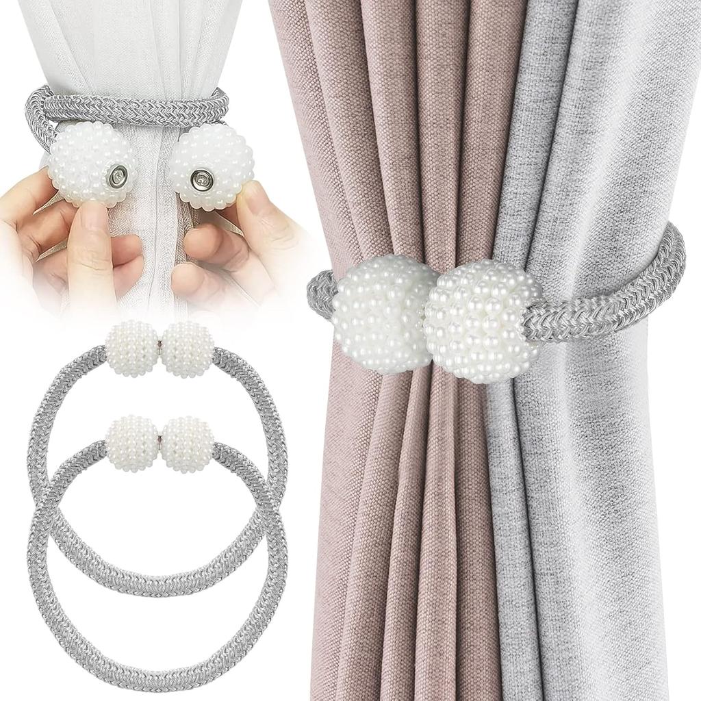 2/4 Stück Perlen Magnetische Gardinen-Haltebänder Gardinen-Haltebänder Schnallen Halter Halter Haken Clip für Zuhause Schlafzimmer Büro Dekorative