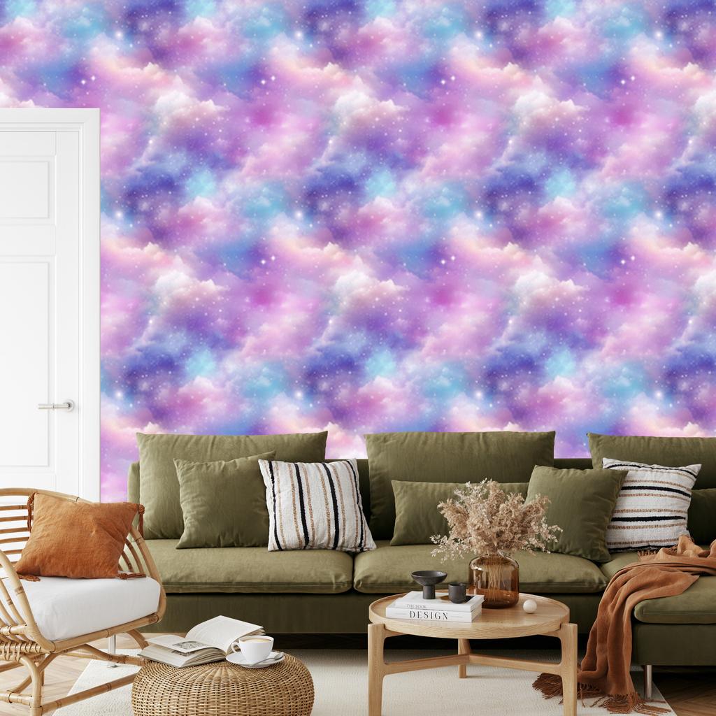 Watercolor Galaxy Wallpaper Lavender, Violet, Blue and Azure 50x1000
