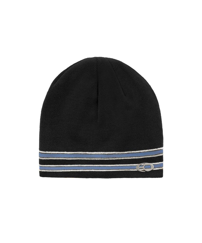 Opeunyadeu(Owai) Striped Metal Logo Beanie - Black