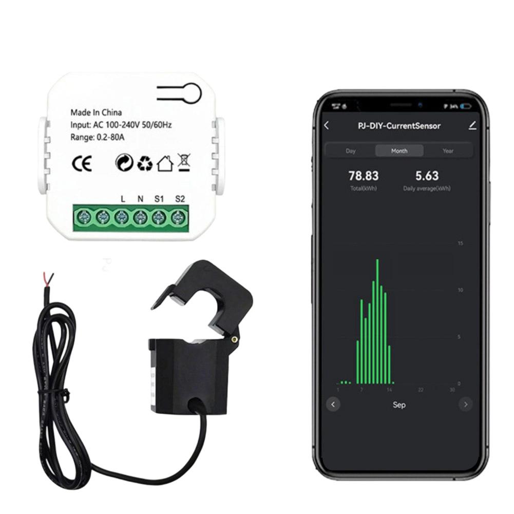 AC 100-240V 50 60HzRange 0 .2-80A Energy Monitor Compact Energy Monitoring Device Electricity Usage Percentage