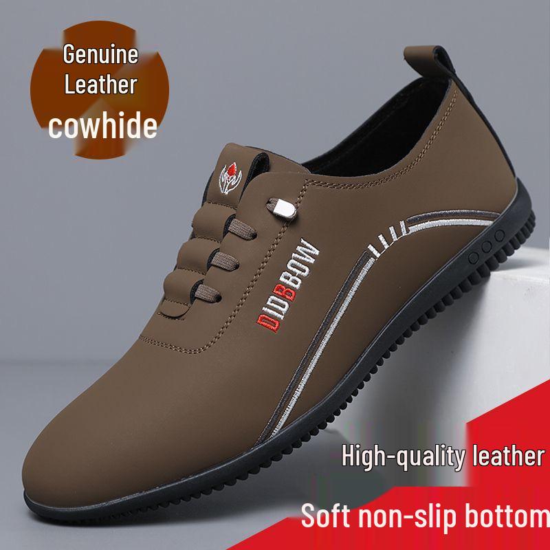 

Мужские кожаные лоферы на мягкой подошве - 2025 Повседневная деловая обувь слипоны для осени и весны 42