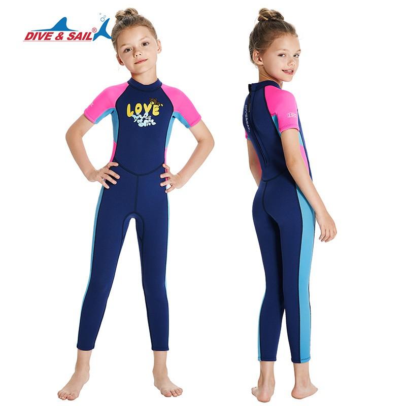 Kids 2.5mm Short Sleeve Full Wetsuit Snorkeling Diving Surfing Warm Water Sports Winter