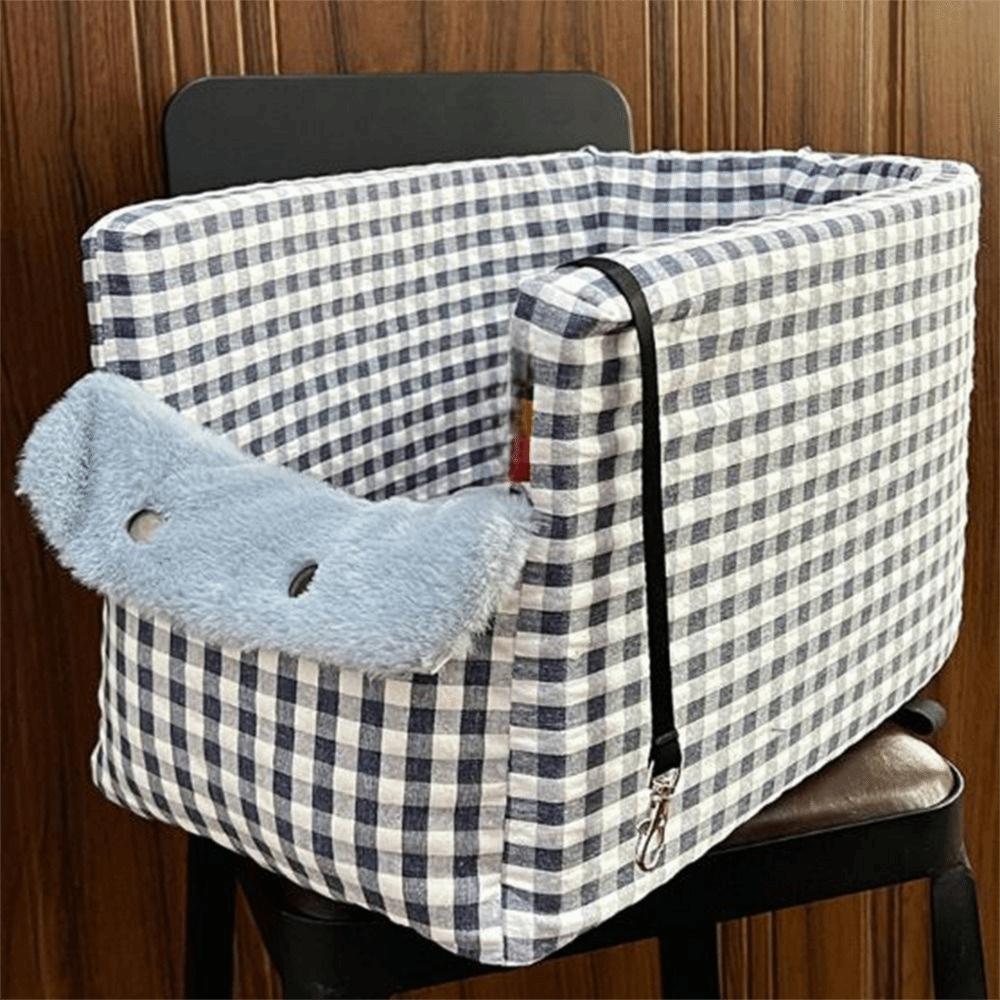Square Pet Car Safety Seat Checkered Design Car Pet Seat Cushion Dog Car Seat  Car Transport