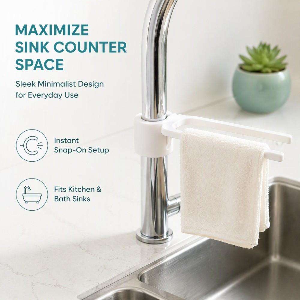 No-Drill Dishcloth Drying Holder Adjustable Kitchen Towel Rack Space Saving Drying Organizer Sink
