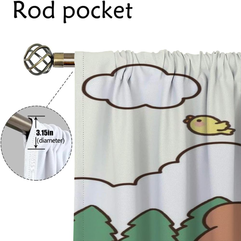 Verdunkelungs-Schnitt Cartoon-Tier Küchenvorhänge Kamera-Sichtschutz Vorhang Raum-Panel Trennwand Heim-Innenbereich Wohnen Aus Polyester Waschbar Fertig