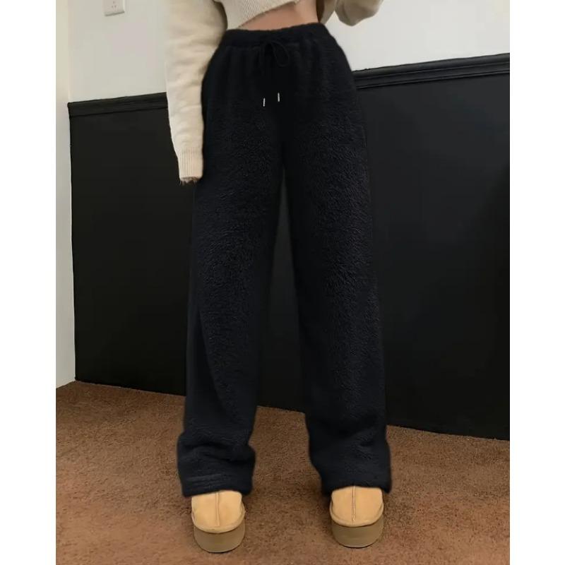 

Женские осенне-зимние однотонные модные плюшевые повседневные брюки свободные удобные теплые брюки для женщин брюки женские 3XL чёрный