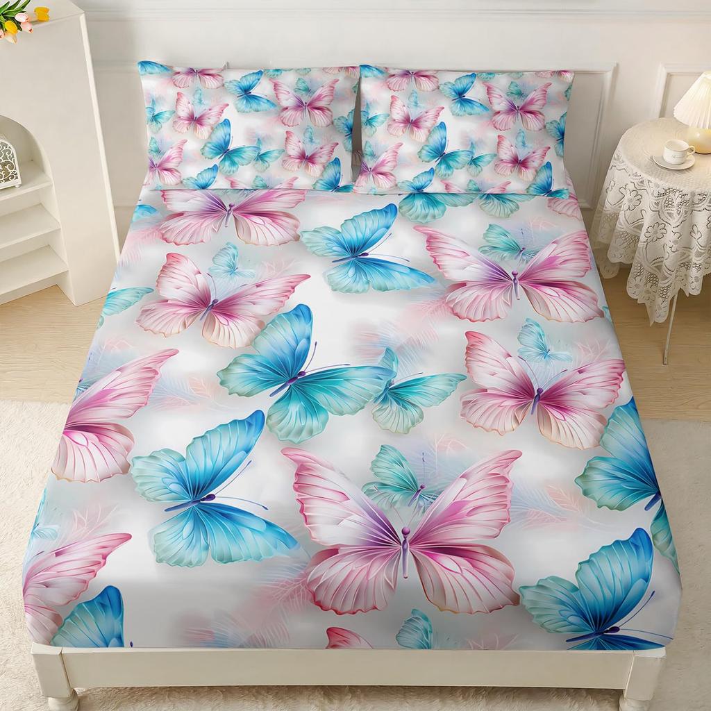 Beautiful Butterfly Pattern Mattress Three-Piece Digital Printing Bedding Mattress Three-Piece Set Small And Fresh
