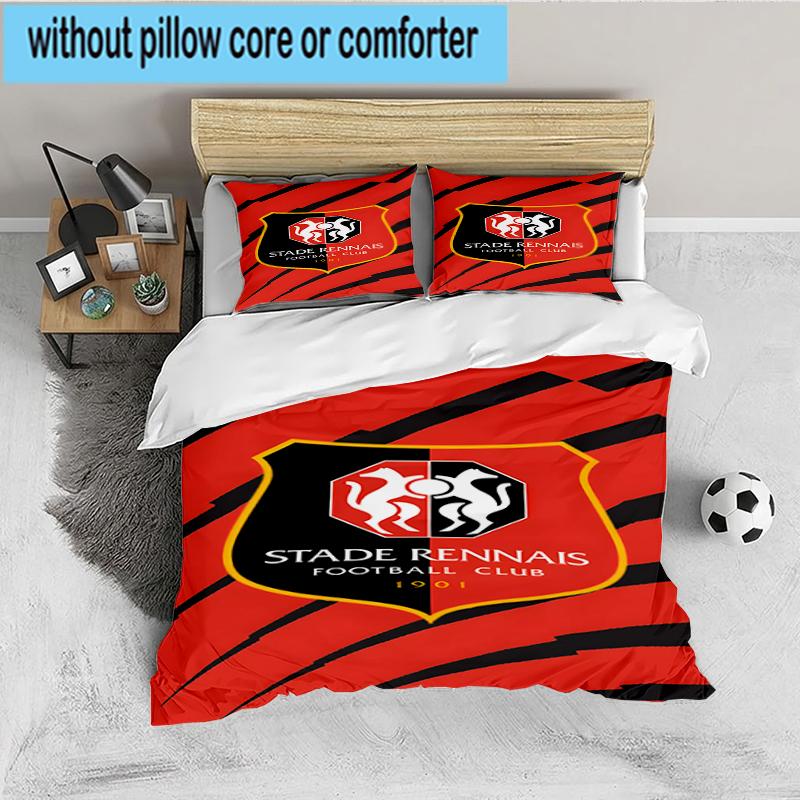 3PCS Stade Football Club Crest Bedding set,Ideal For1pc Duvet Cover And 2pcs Pillowcases Perfect for Christmas gift,Ideal for Bedroom, Dormitory