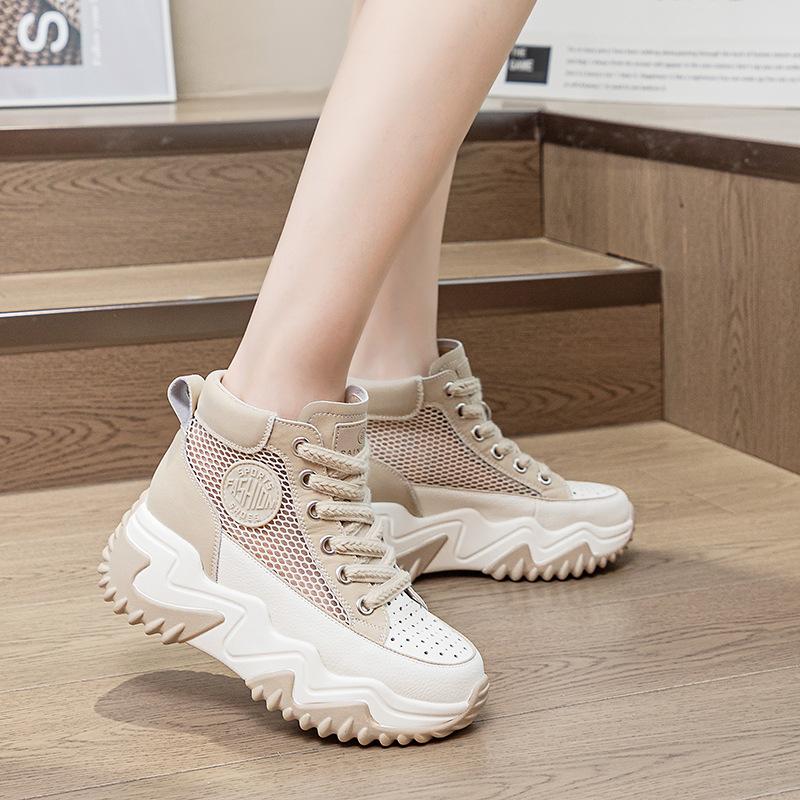 Innen Erhöhung 7CM Leder Daddy Schuhe Damen Frühling All Match Plattform Muffin Rest