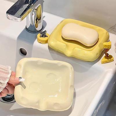 Keramický držák na mýdlo, koupelnová miska na mýdlo, protiskluzový design, víceúčelová miska na mýdlo s mořskými mušlemi a samovypouštěním