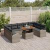 VidaXL Ensemble de salle à manger de jardin de 10 pièces avec coussins en gris poly rotin et acacia 3349628