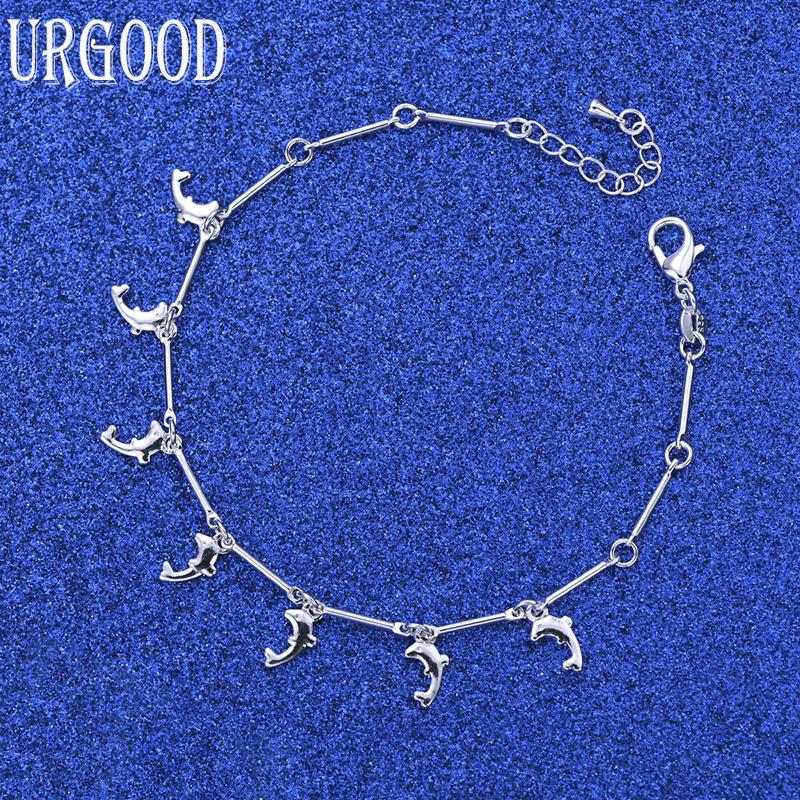 925 Sterling Silver Fashion Jewelry Dolphin Pendant Bracelet Gift