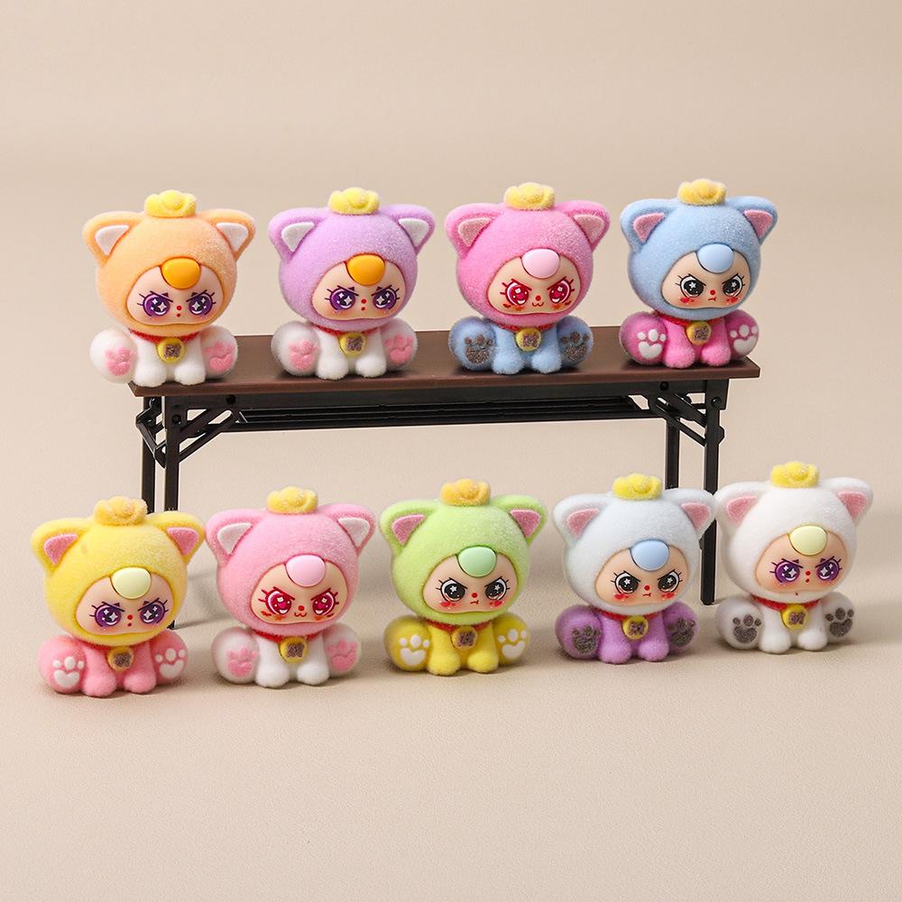 9pcs/Set Mini Baby Three Figure Toy Cat Figurine Desktop Decoration Model Ornaments Toys Boys Girls Christmas Gifts