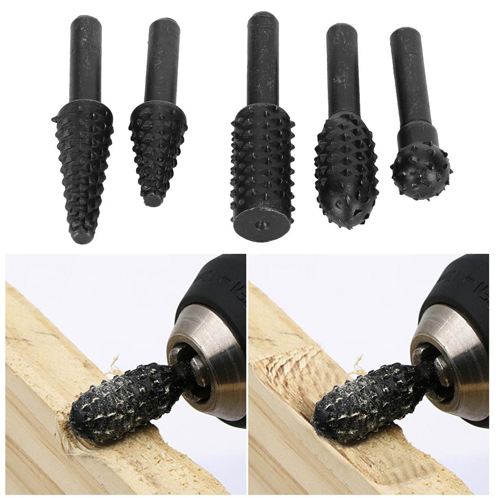 5PCS Wood Carving File Set Specialized Woodworking Contoured Rotary Relief Grinding Heads Rotary File Tools Wood Carving Files
