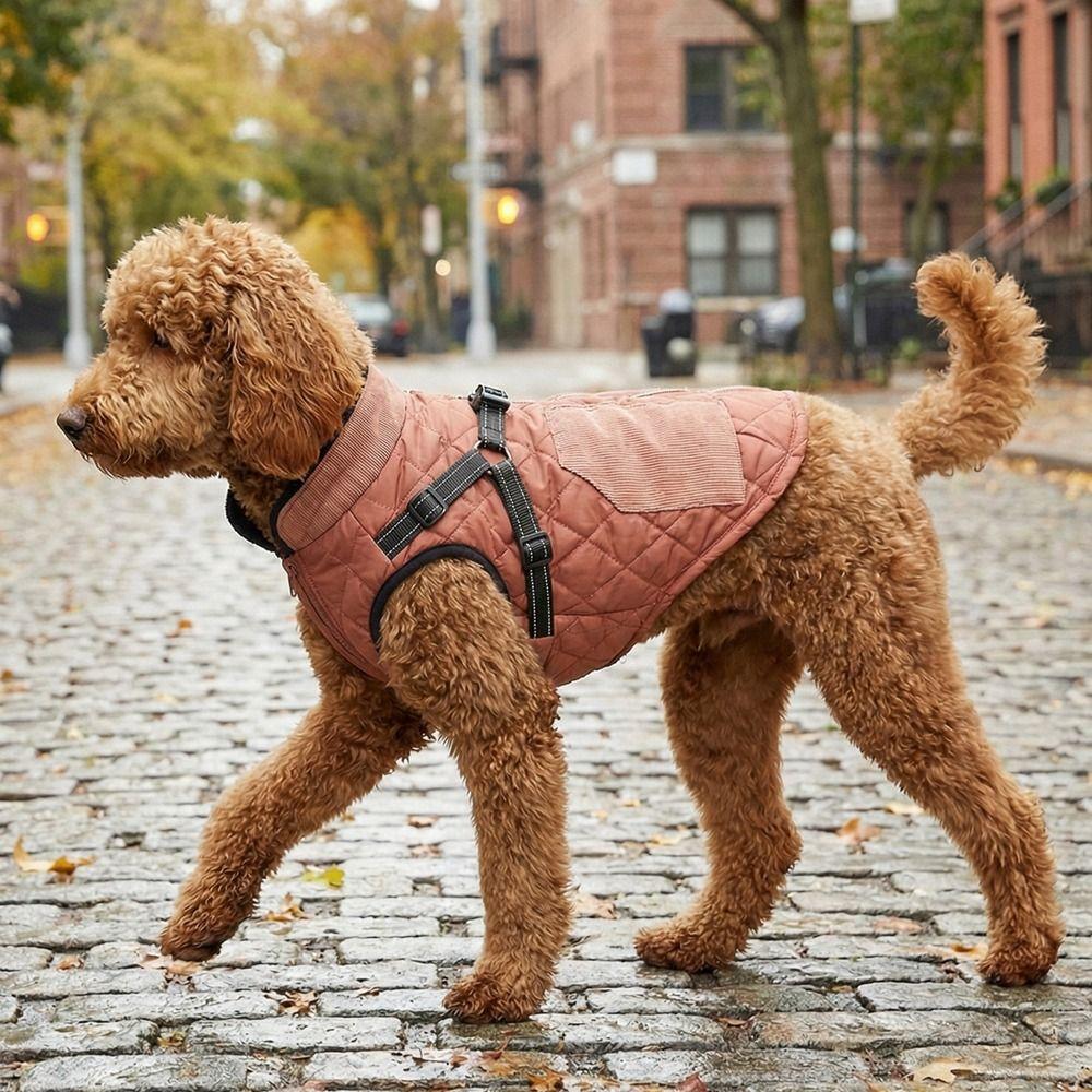 Fashion Adjustable Back Winter Dog Jacket Reflective Warm Fleece Pet Coat Thickened Windproof Dog Cotton Jacket Cold Weather