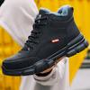 Fashion Waterproof Work Boots Men Steel Toe Boots Black Leather Safety Shoes High Top Winter Working Shoes Security Protective Boot