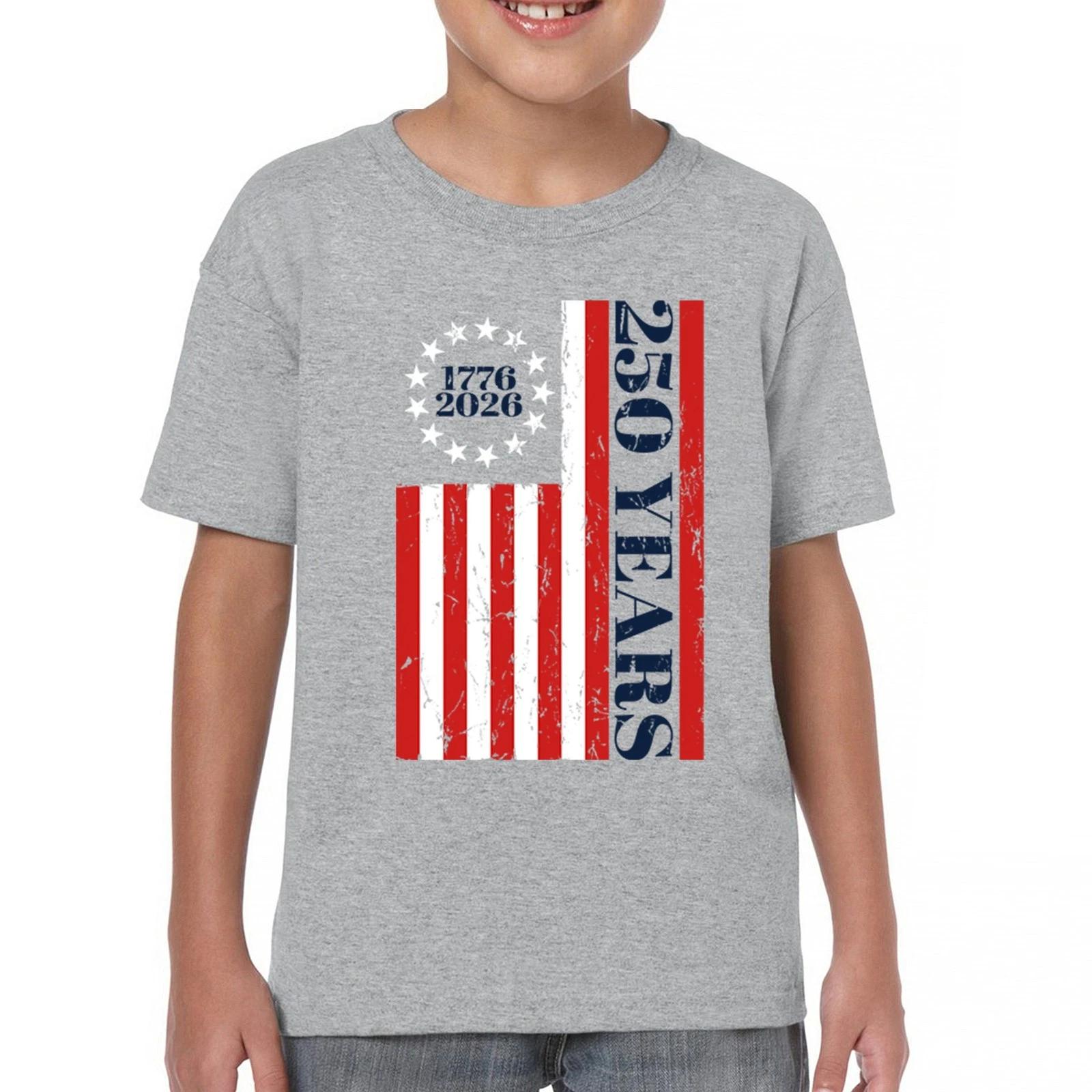 USA 250 Years Flag Youth kids boys T-Shirt American Patriotic July 4th Freedom Kids 100