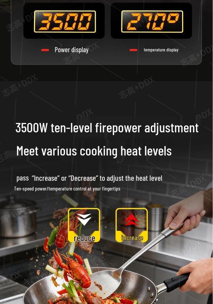Zhigao 3500W Commercial Induction Cooker - High Power Stir-fry Model for Home and Restaurant Use