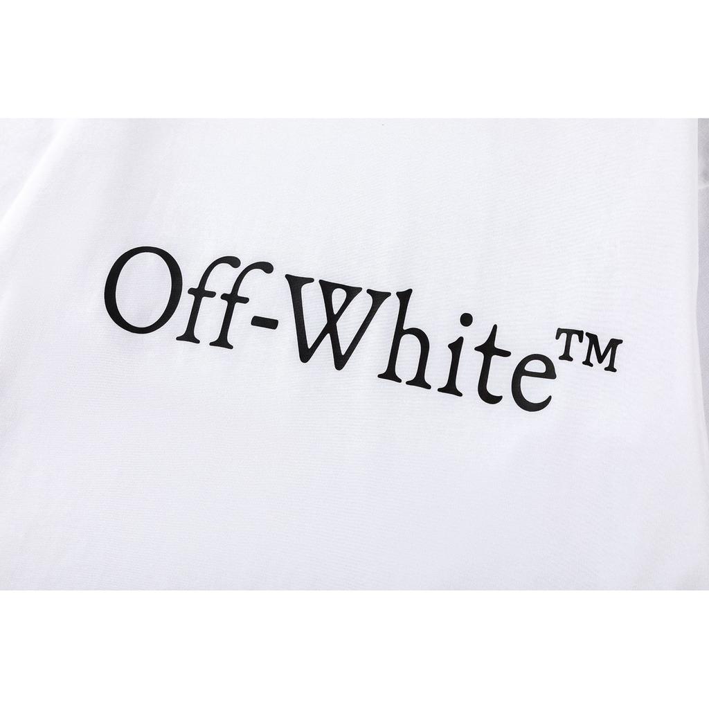 Off-White 2025 Spring/Summer New Large Letter Printed Pattern Round Neck Hooded Short Sleeved Men's and Women's T-shirts